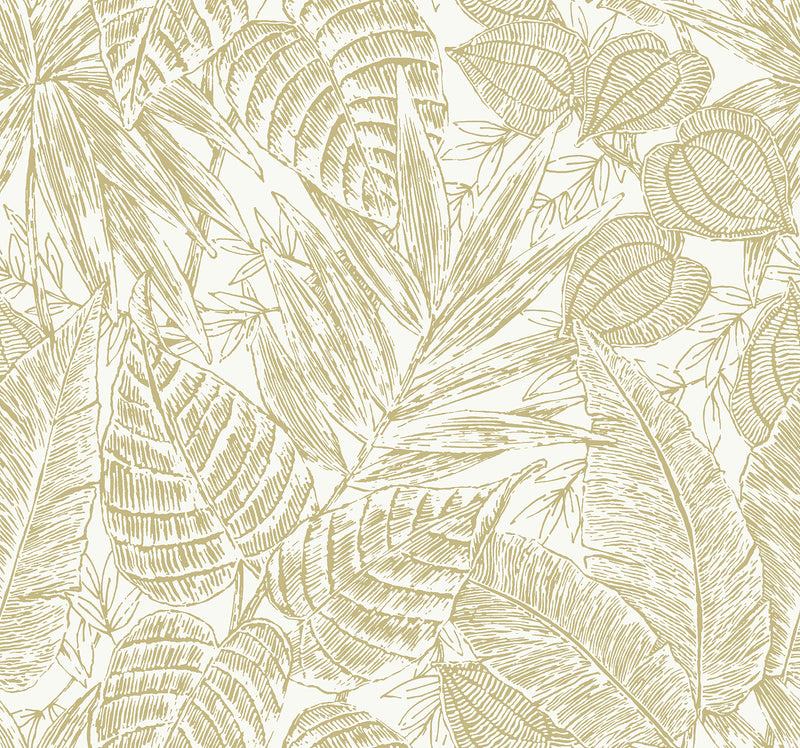 Brentwood Black Palm Leaves Wallpaper by Scott Living Wallpaper A-Street Prints Double Roll Yellow 