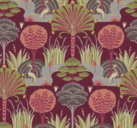 Mandeville Multicolor Tropical Paradise Wallpaper by Scott Living Wallpaper A-Street Prints Double Roll Rasberry 