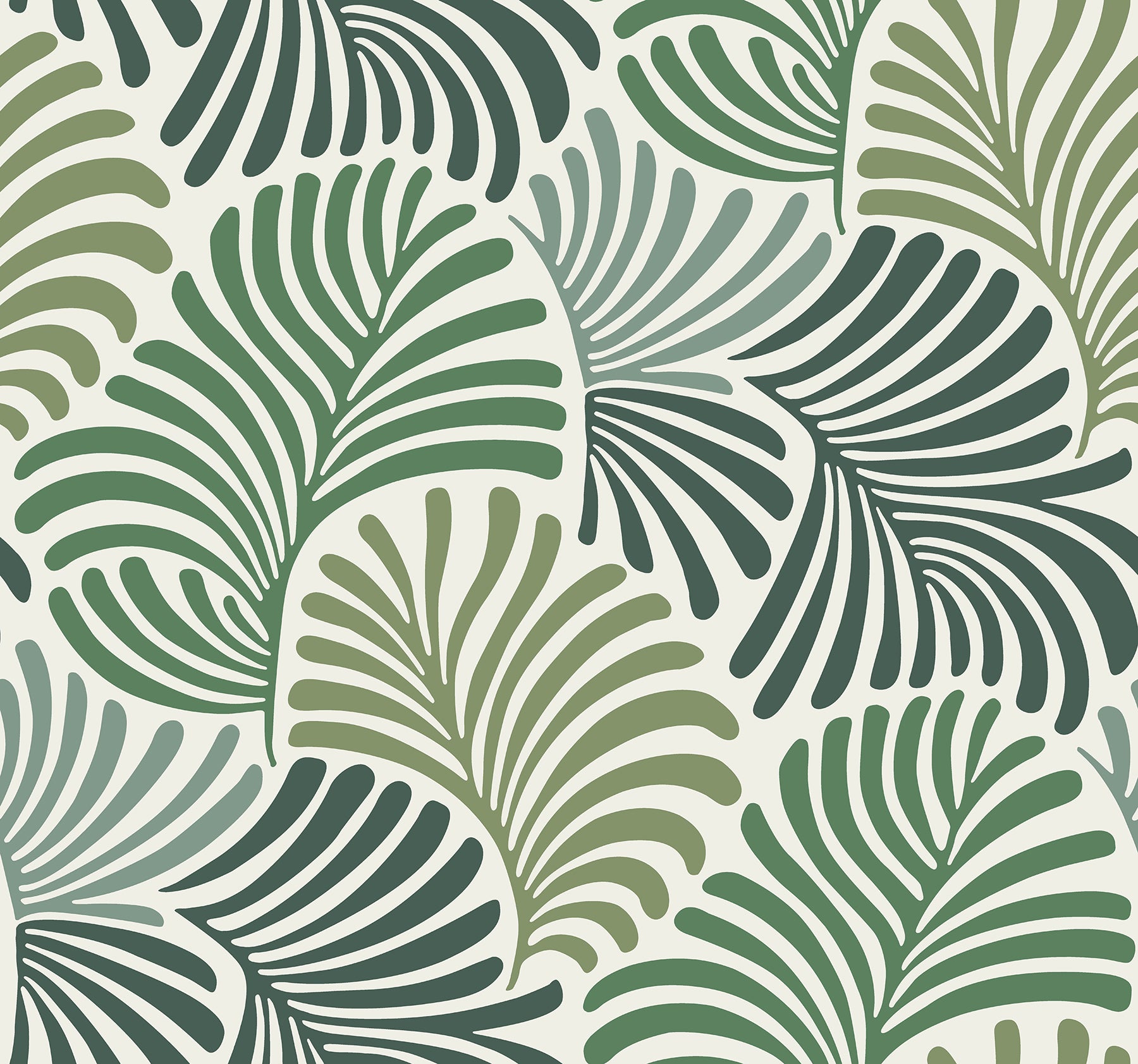 Trousdale Dark Blue Fanning Flora Wallpaper by Scott Living Wallpaper A-Street Prints Double Roll Green 