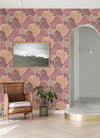 Trousdale Dark Blue Fanning Flora Wallpaper by Scott Living Wallpaper A-Street Prints   