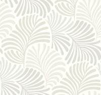 Trousdale Dark Blue Fanning Flora Wallpaper by Scott Living Wallpaper A-Street Prints Double Roll Neutral 