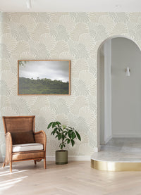 Trousdale Dark Blue Fanning Flora Wallpaper by Scott Living Wallpaper A-Street Prints   