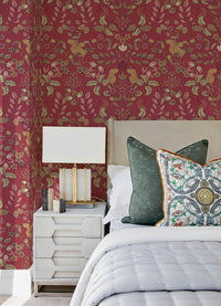 Getty Rasberry Jungle Damask Wallpaper by Scott Living Wallpaper A-Street Prints   