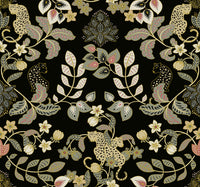 Getty Rasberry Jungle Damask Wallpaper by Scott Living Wallpaper A-Street Prints Double Roll Black 