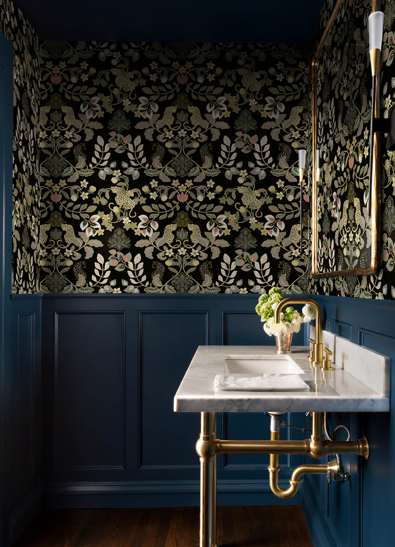 Getty Rasberry Jungle Damask Wallpaper by Scott Living Wallpaper A-Street Prints   