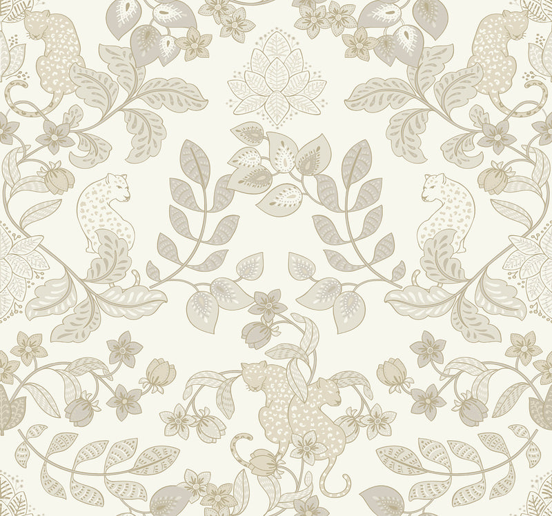 Getty Rasberry Jungle Damask Wallpaper by Scott Living Wallpaper A-Street Prints Double Roll Cream 