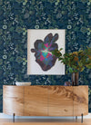 Marilyn Dark Blue Floral Trail Wallpaper by Scott Living Wallpaper A-Street Prints   