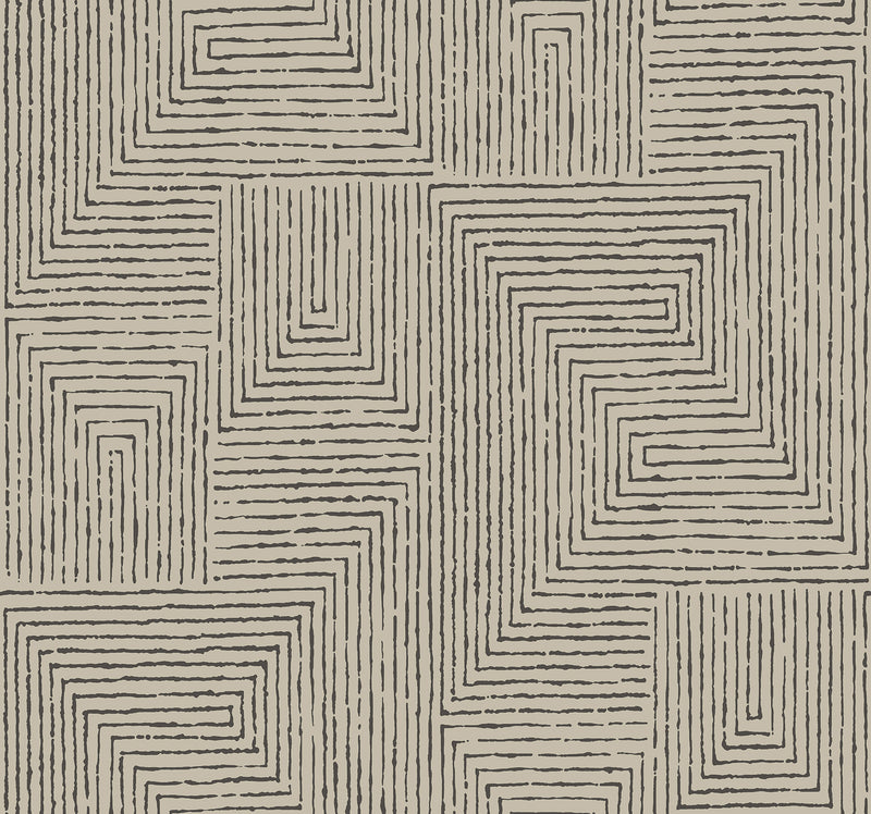 Mortenson Taupe Geometric Wallpaper by Scott Living Wallpaper A-Street Prints Double Roll Taupe 