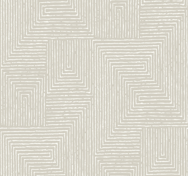 Mortenson Taupe Geometric Wallpaper by Scott Living Wallpaper A-Street Prints Double Roll Light Grey 