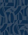 Carter Black Geometric Flock Wallpaper by Scott Living Wallpaper A-Street Prints Double Roll Indigo 