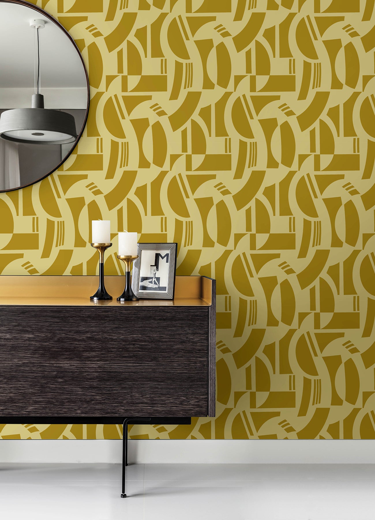 Carter Black Geometric Flock Wallpaper by Scott Living Wallpaper A-Street Prints   