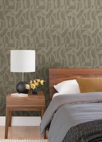 Carter Black Geometric Flock Wallpaper by Scott Living Wallpaper A-Street Prints   