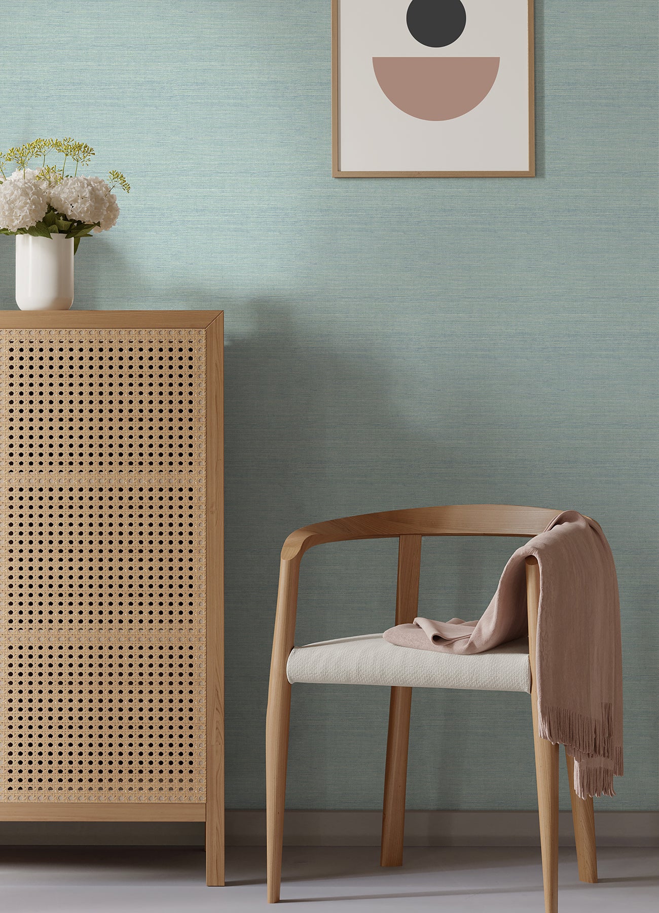 Agave Light Blue Faux Grasscloth Wallpaper Wallpaper A-Street Prints   