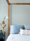 Agave Light Blue Faux Grasscloth Wallpaper Wallpaper A-Street Prints   