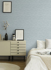 Benson Light Blue Faux Fabric Wallpaper Wallpaper A-Street Prints   