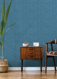 Emerson Blue Linen Wallpaper Wallpaper A-Street Prints   