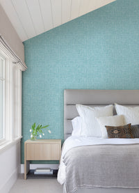 Emerson Blue Linen Wallpaper Wallpaper A-Street Prints   