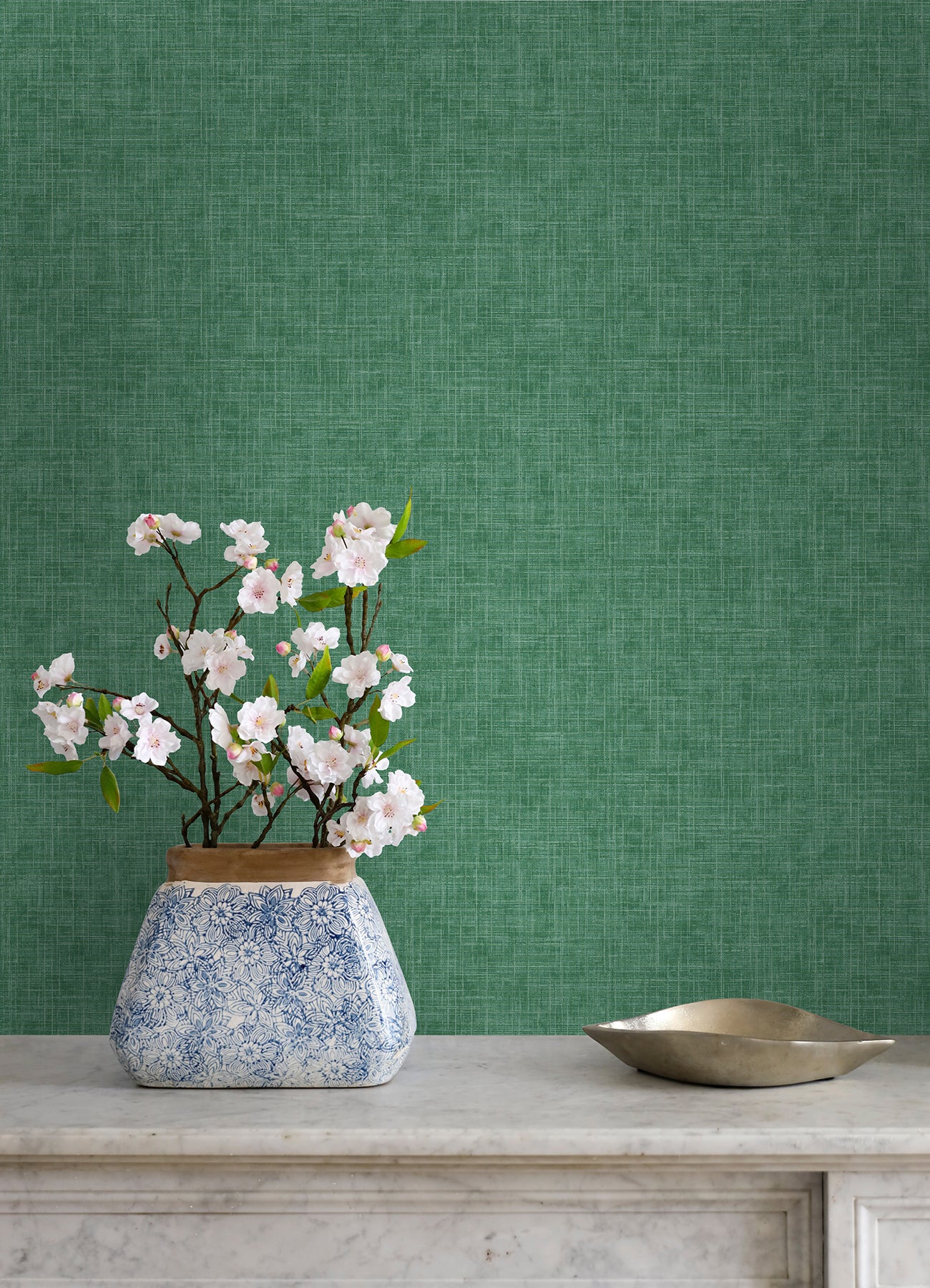 Emerson Blue Linen Wallpaper Wallpaper A-Street Prints   