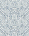 Fernback Blue Ornate Botanical Wallpaper Wallpaper A-Street Prints Double Roll Blue 