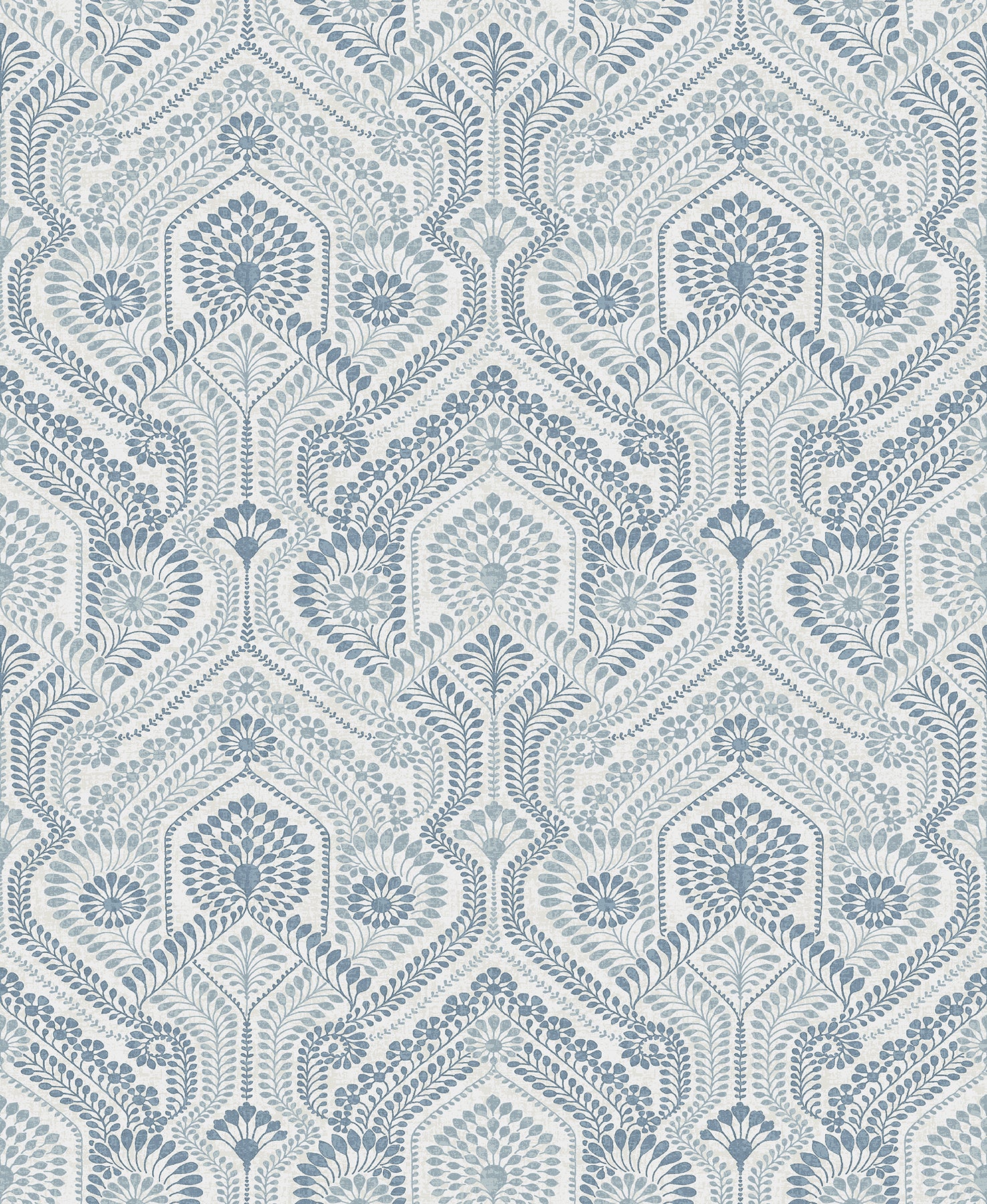 Fernback Blue Ornate Botanical Wallpaper Wallpaper A-Street Prints Double Roll Blue 