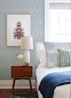 Fernback Blue Ornate Botanical Wallpaper Wallpaper A-Street Prints   