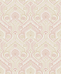 Fernback Blue Ornate Botanical Wallpaper Wallpaper A-Street Prints Double Roll Pink 