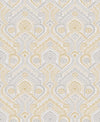 Fernback Blue Ornate Botanical Wallpaper Wallpaper A-Street Prints Double Roll Yellow 