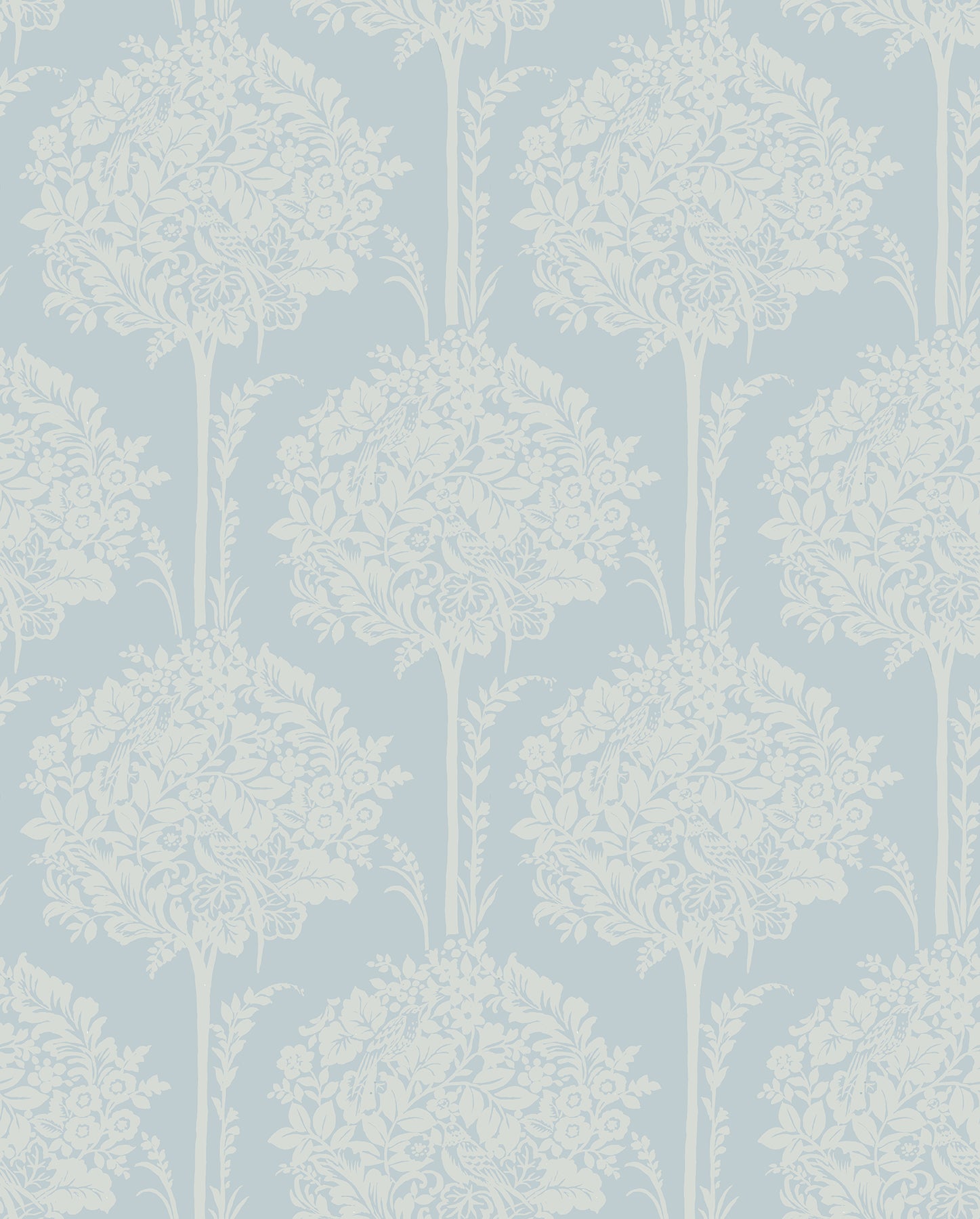 Zaria Light Blue Topiary Wallpaper Wallpaper A-Street Prints Double Roll Light Blue 