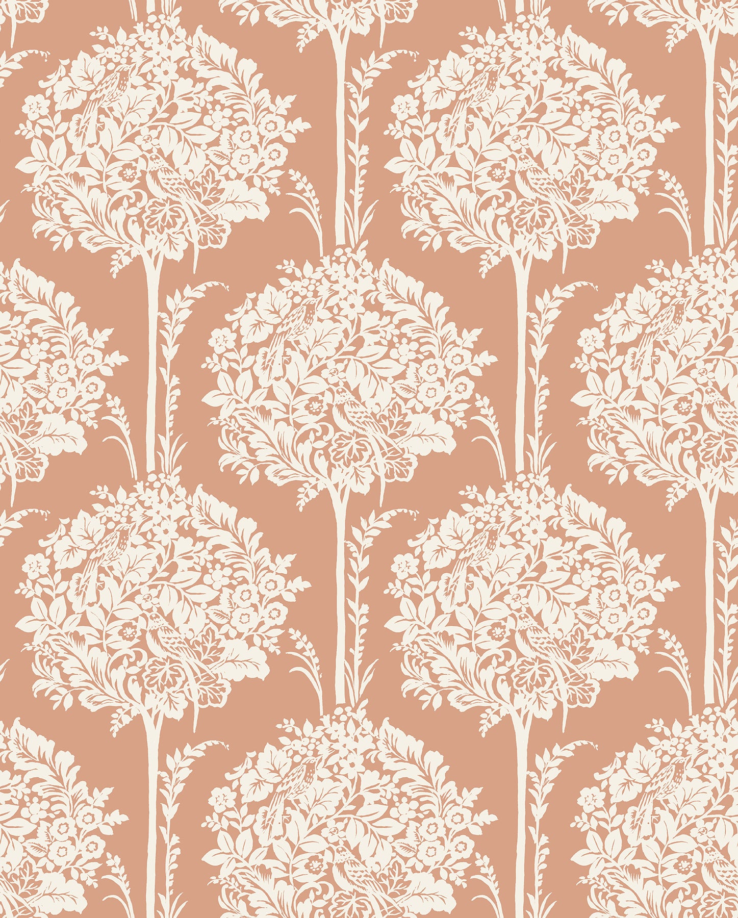 Zaria Light Blue Topiary Wallpaper Wallpaper A-Street Prints Double Roll Apricot 