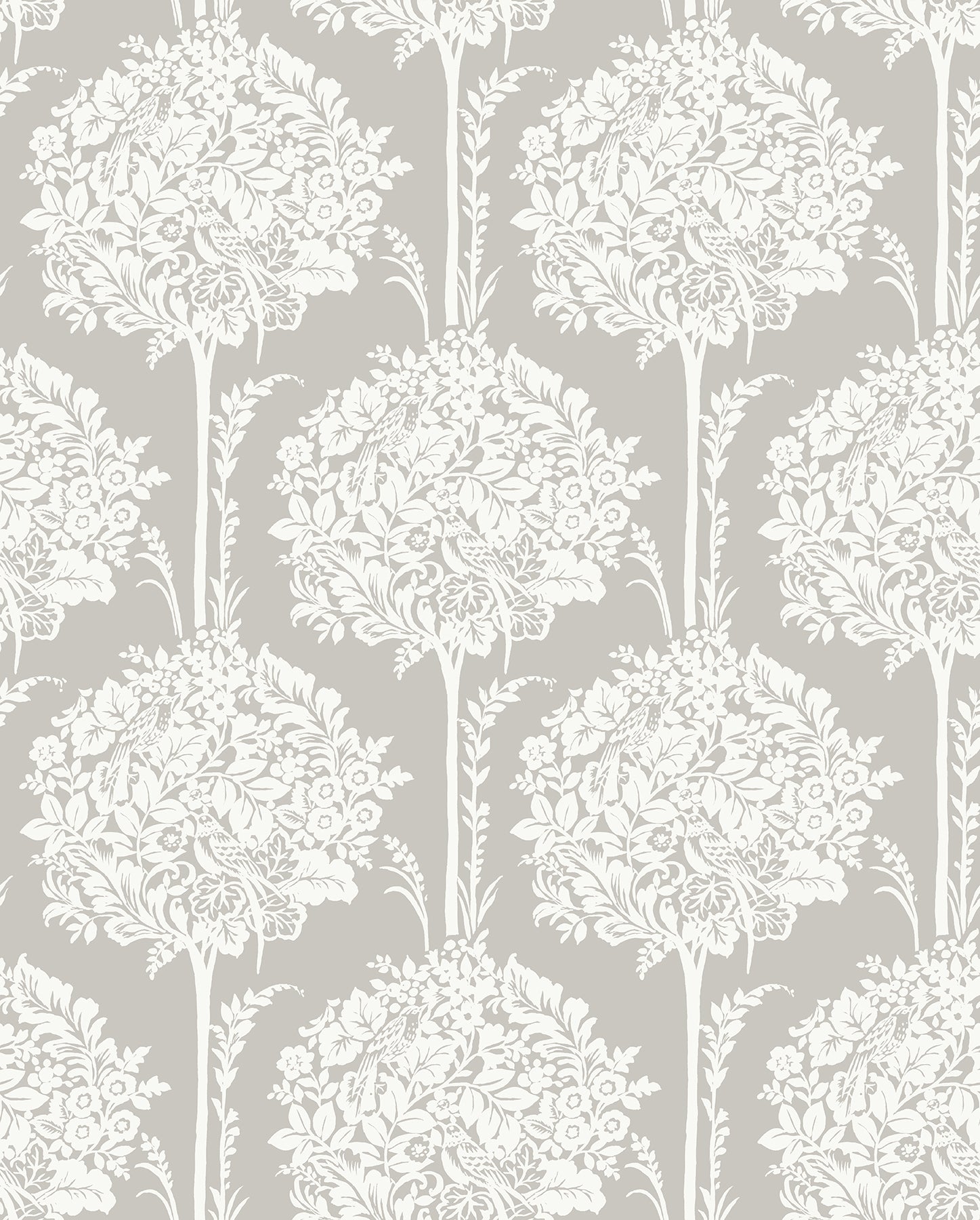 Zaria Light Blue Topiary Wallpaper Wallpaper A-Street Prints Double Roll Grey 