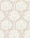 Zaria Light Blue Topiary Wallpaper Wallpaper A-Street Prints Double Roll Taupe 