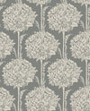 Zaria Light Blue Topiary Wallpaper Wallpaper A-Street Prints Double Roll Slate 