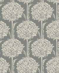 Zaria Light Blue Topiary Wallpaper Wallpaper A-Street Prints Double Roll Slate 