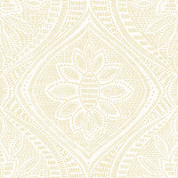 Scout Light Yellow Floral Ogee Wallpaper Wallpaper A-Street Prints Double Roll Light Yellow 