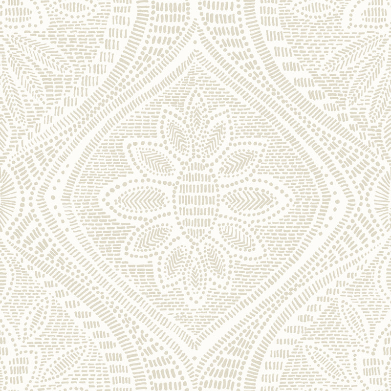 Scout Light Yellow Floral Ogee Wallpaper Wallpaper A-Street Prints Double Roll Light Grey 