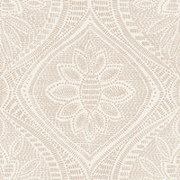 Scout Light Yellow Floral Ogee Wallpaper Wallpaper A-Street Prints Double Roll Blush 