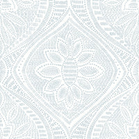 Scout Light Yellow Floral Ogee Wallpaper Wallpaper A-Street Prints Double Roll Light Blue 