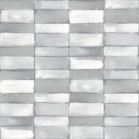 Braden Grey Tile Wallpaper Wallpaper A-Street Prints Double Roll Grey 