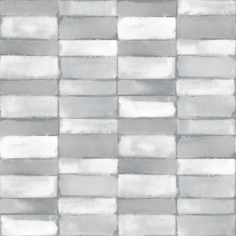 Braden Grey Tile Wallpaper Wallpaper A-Street Prints Double Roll Grey 