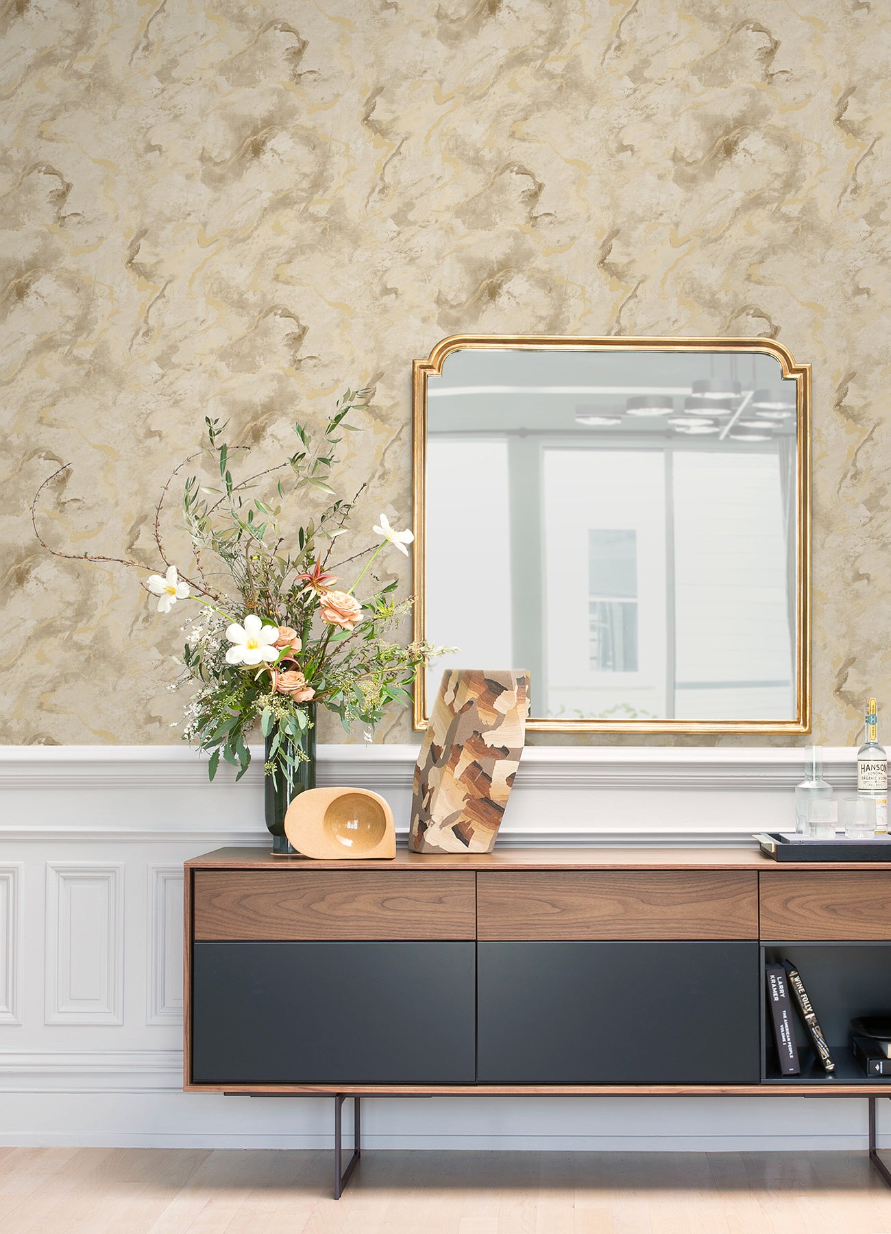 Silenus Gold Marbled Wallpaper Wallpaper A-Street Prints   