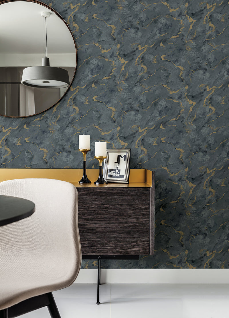 Silenus Gold Marbled Wallpaper Wallpaper A-Street Prints   