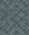 Pilak Blue Ogee Tile Wallpaper Wallpaper A-Street Prints Double Roll Blue 