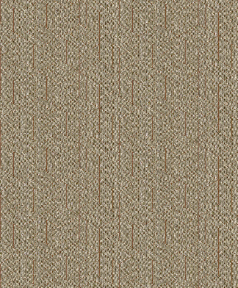 Izarra Copper Geometric Block Wallpaper Wallpaper A-Street Prints Double Roll Copper 