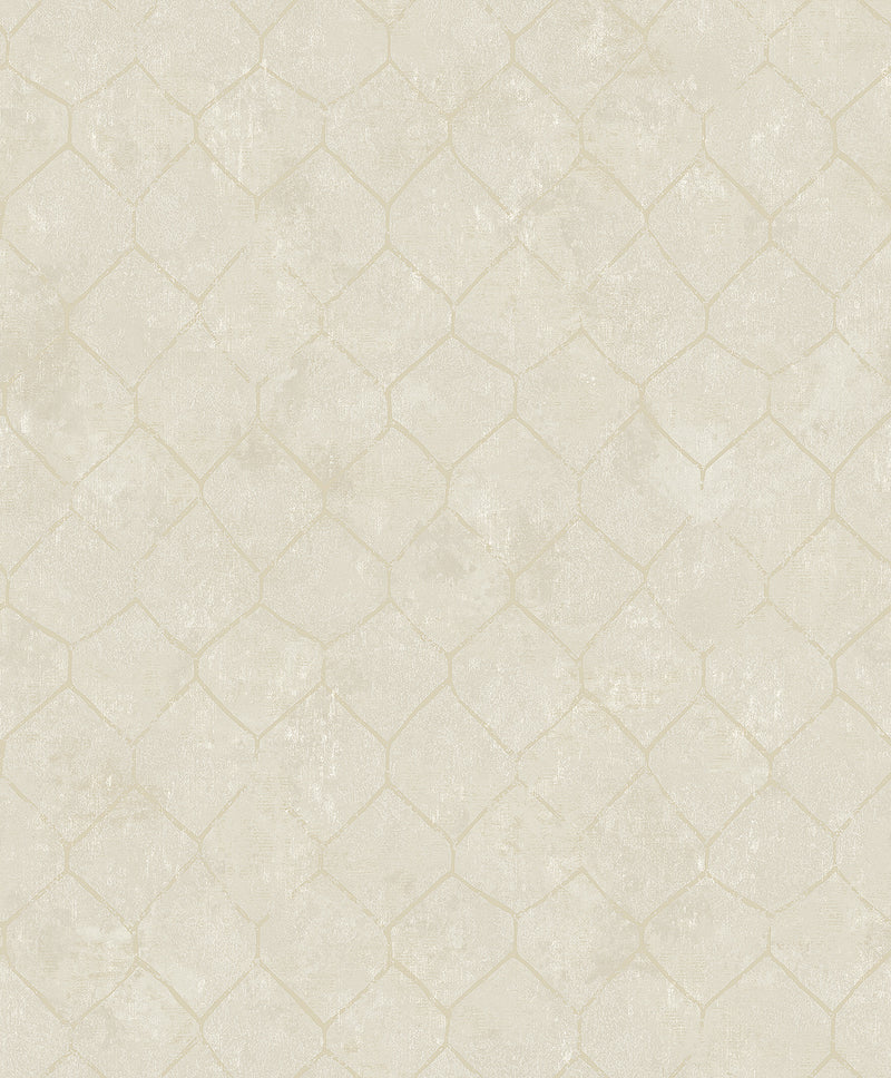 Rauta Pearl Hexagon Tile Wallpaper Wallpaper A-Street Prints Double Roll Pearl 