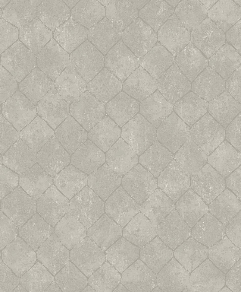 Rauta Pearl Hexagon Tile Wallpaper Wallpaper A-Street Prints Double Roll Silver 