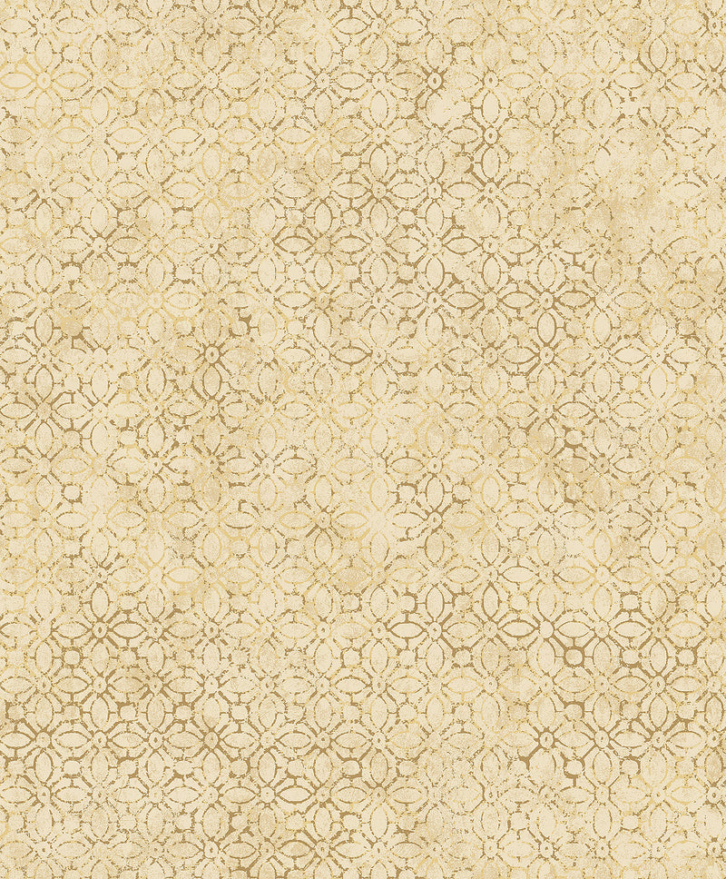 Khauta Champagne Floral Geometric Wallpaper Wallpaper A-Street Prints Double Roll Gold 