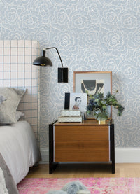 Periwinkle Blue Textured Floral Wallpaper Wallpaper A-Street Prints   