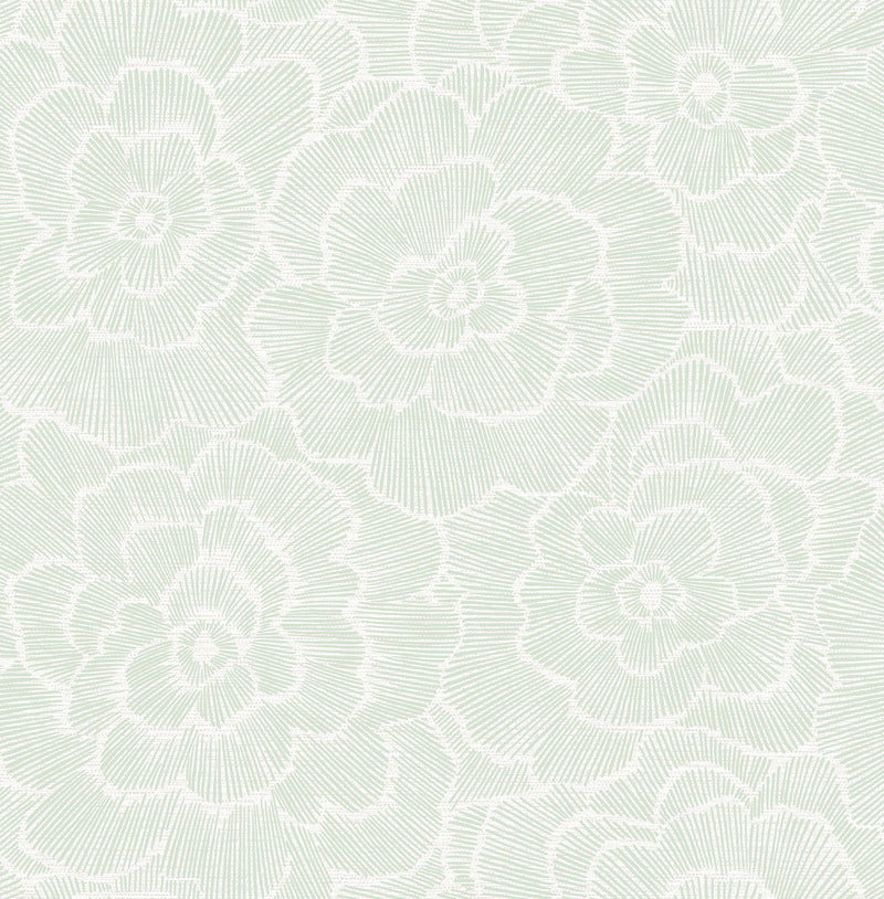 Periwinkle Blue Textured Floral Wallpaper Wallpaper A-Street Prints Double Roll Light Green 