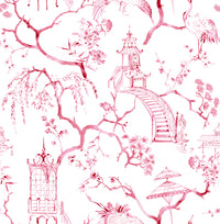 Serena Blue Chinoiserie Wallpaper Wallpaper A-Street Prints Double Roll Rasberry 