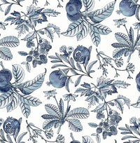 Cecilia Blue Fruit Wallpaper Wallpaper A-Street Prints Double Roll Blue 